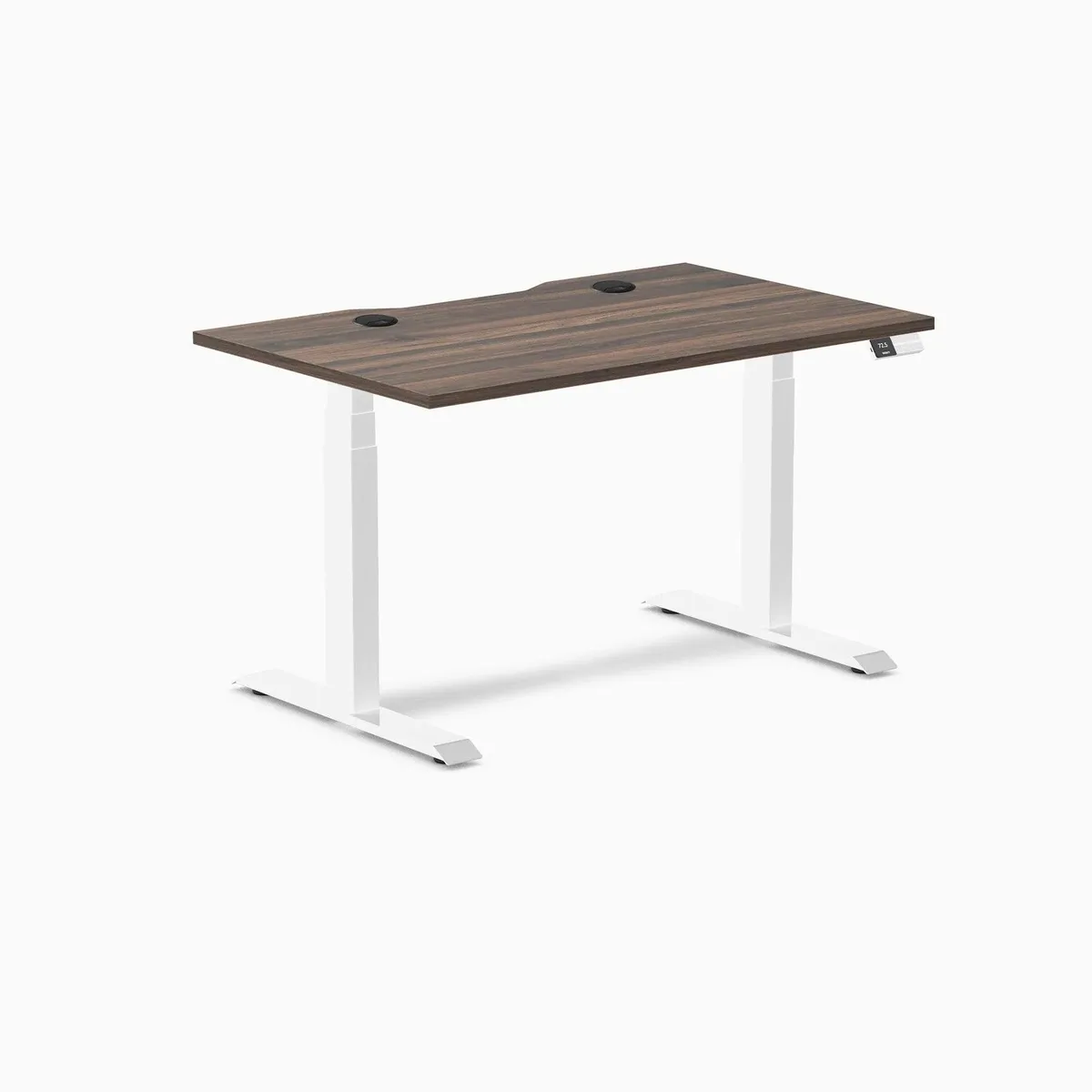 Desky Desky Dual Scalloped Laminate Sit Stand Desk Jarrah Legno White 47.2 x 29.5 in — product photo