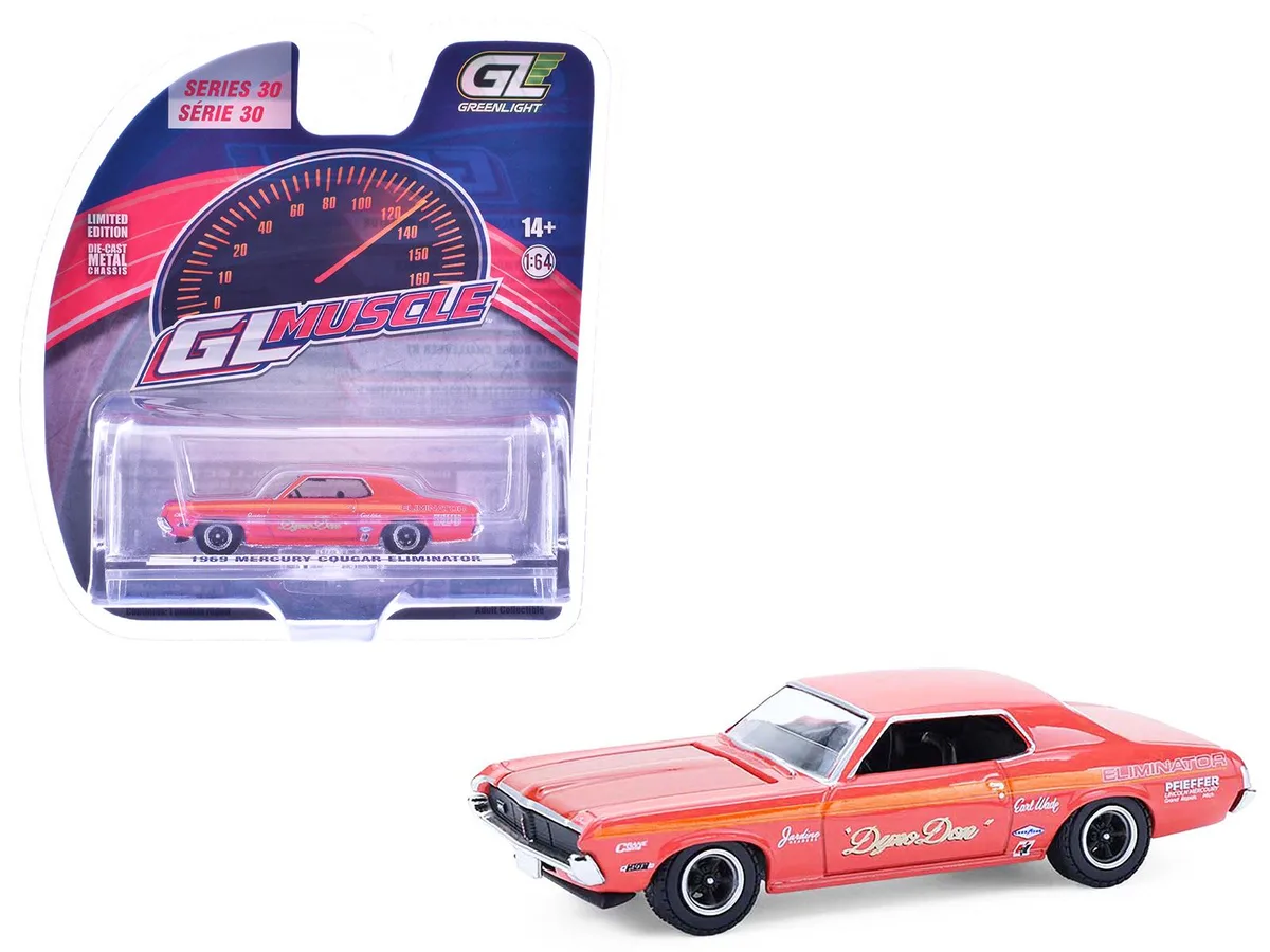 GREENLIGHT GREENLIGHT 1969 Mercury Cougar Eliminator "Dyno Don" Red Orange Stripes 1/64 Series 30 — product photo