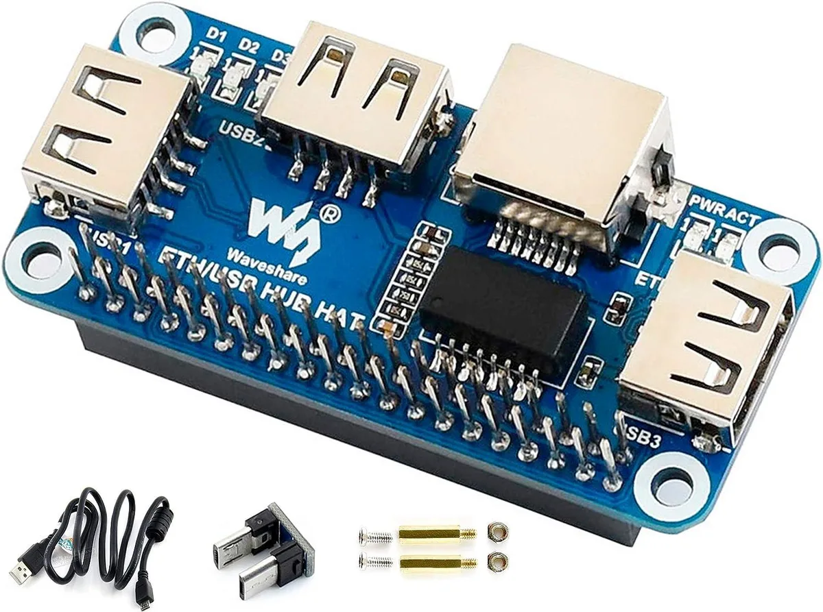 WaveShare WaveShare Ethernet USB Hub HAT 1x RJ45 10/100M 3x USB 2.0/1.1 development board — product photo