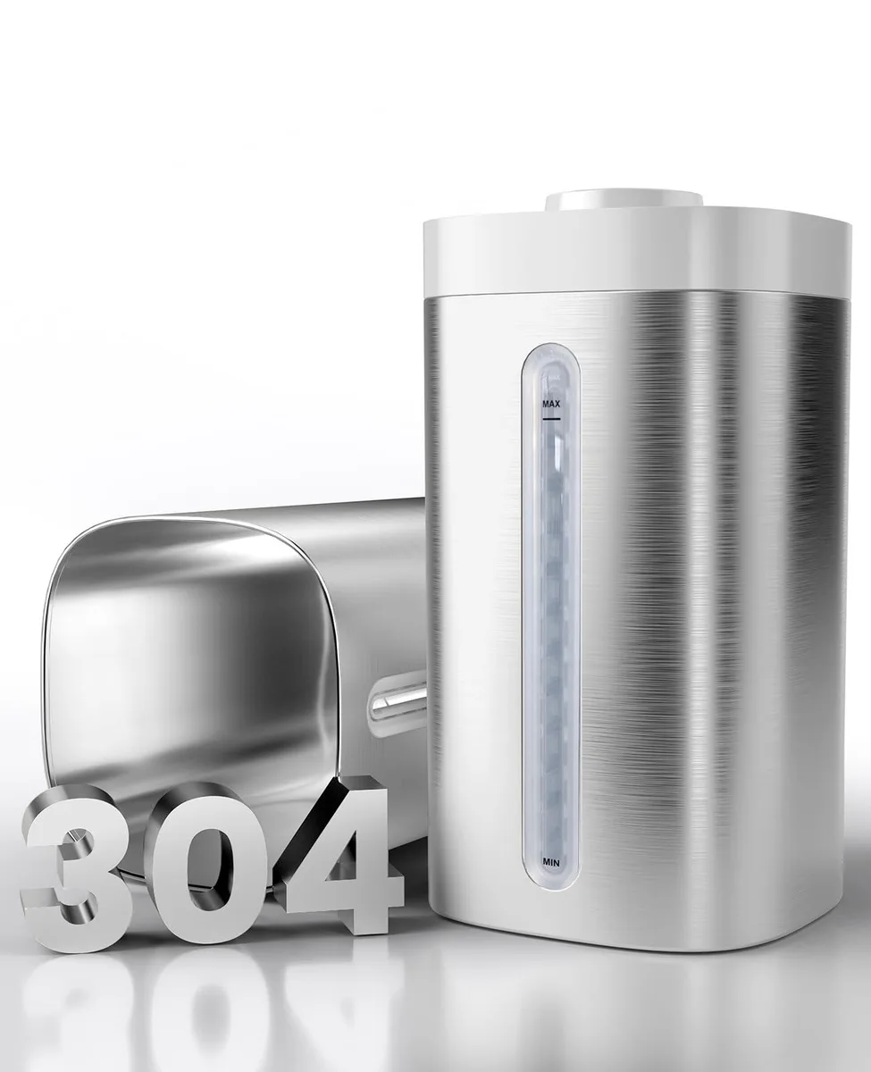 White plastic bath humidifier, 15 inches tall, 3.5L capacity