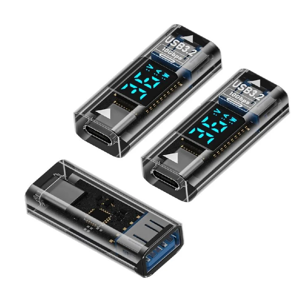 Fervit Fervit 3-pack USB-C to USB-A adapter with LED display 36W 10Gbps — product photo