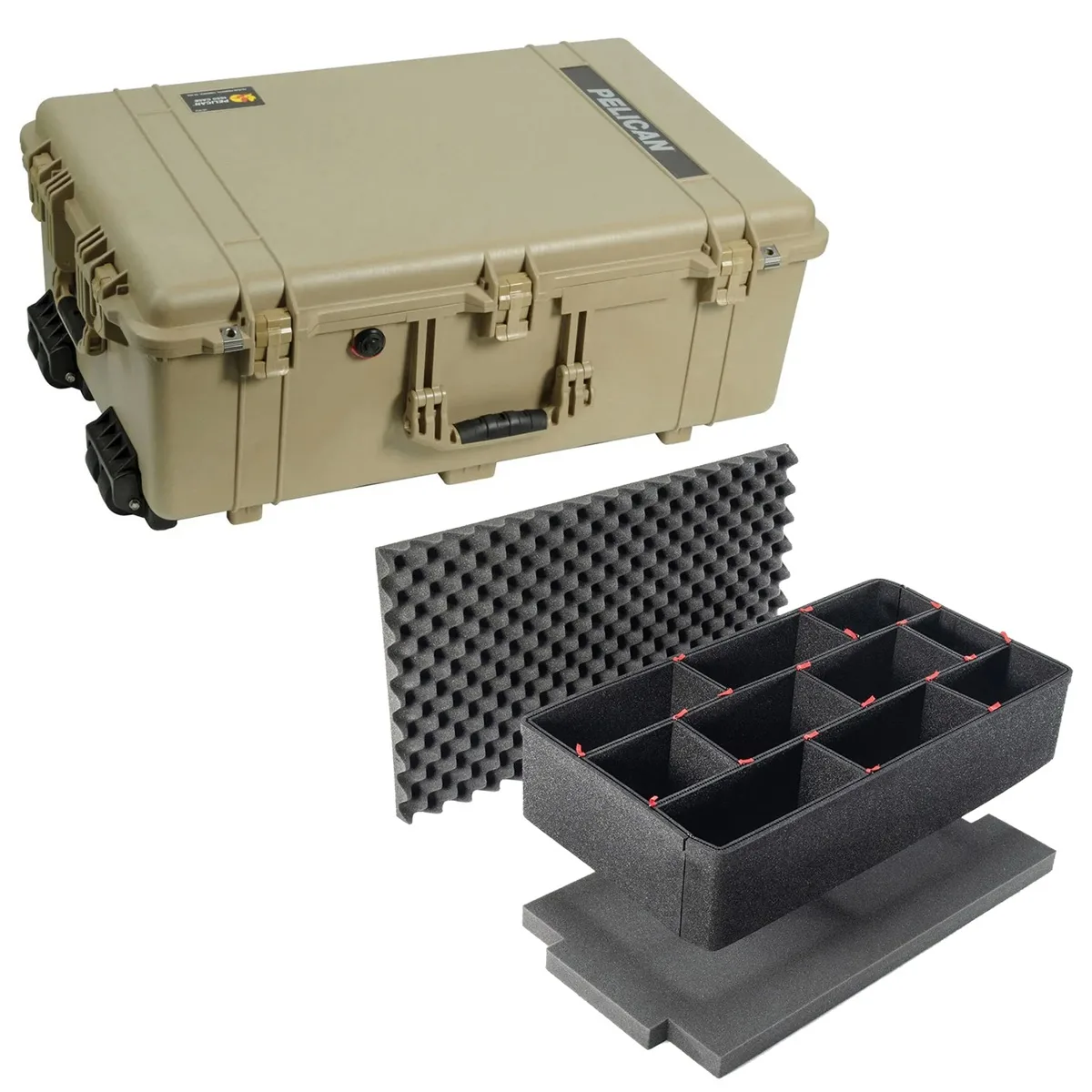 Pelican Products, Inc. Pelican 1650 Watertight Wheeled Hard Case Desert Tan with Foam Insert — product photo