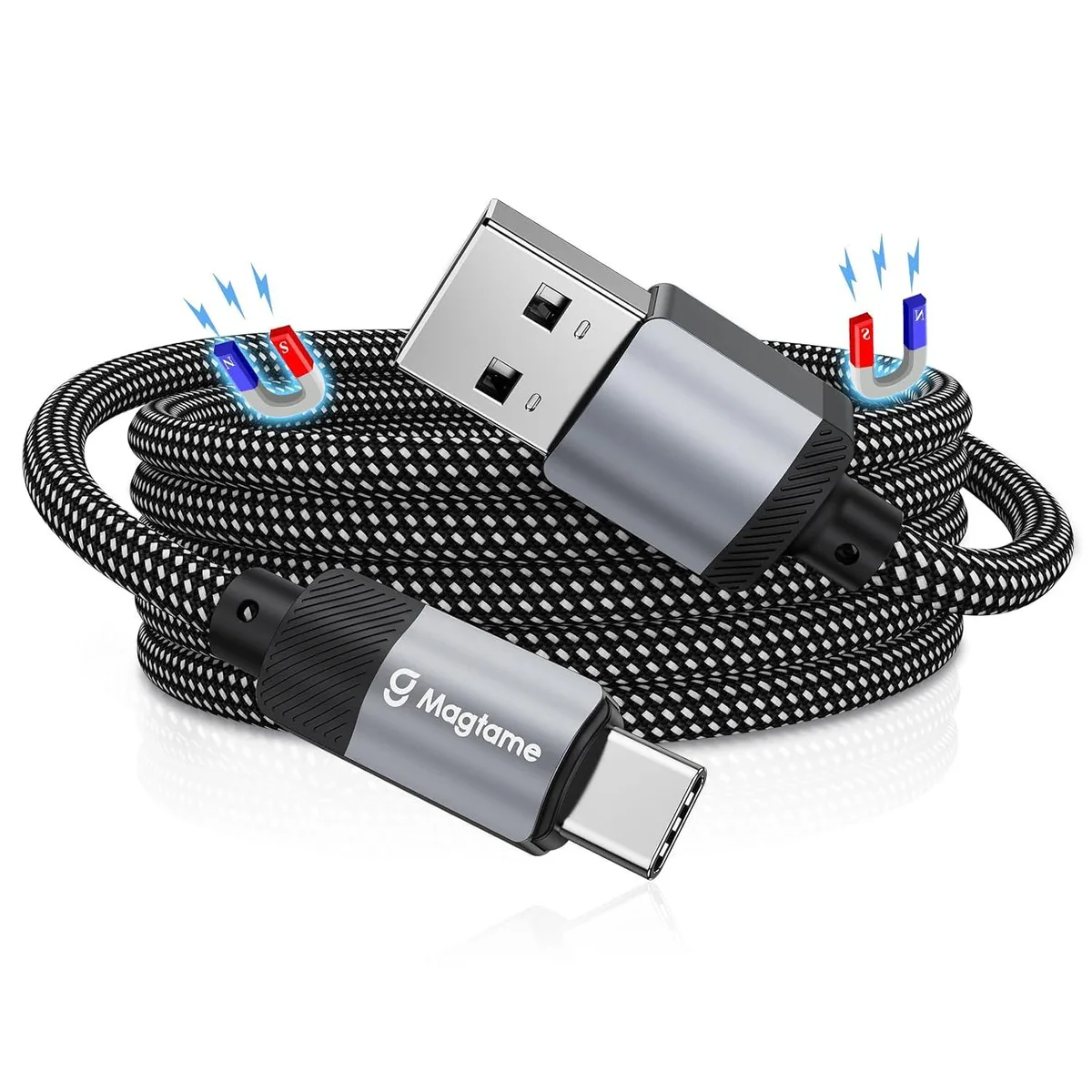 Kootion Kootion Magnetic USB-A to USB-C Coiled Cable 30W 3A 48-Strand Nylon iPhone 15 Samsung S23 S22 — product photo