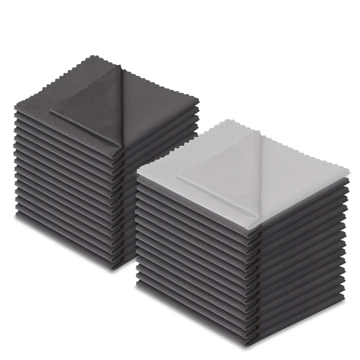 Stack of 30 grey and white microfiber cloths 15x18cm