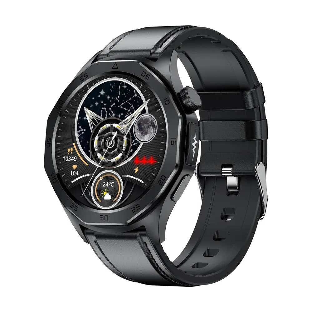 allentian allentian Et480 Smart Watch Black Leather Medium — product photo