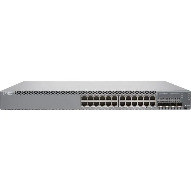 HPE Juniper Networking HPE Juniper Networking EX3400-24T-DC network switch 24-port 10/100/1000BASE-T 4 SFP+ 2 QSFP+ DC power — product photo