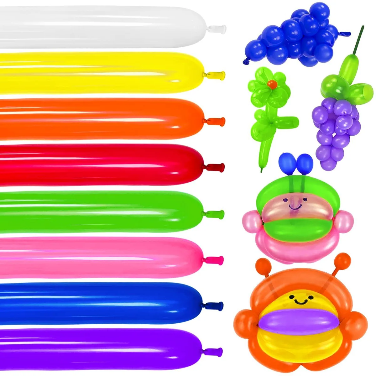 Pack of 100 multi-coloured 260 twisting latex balloons