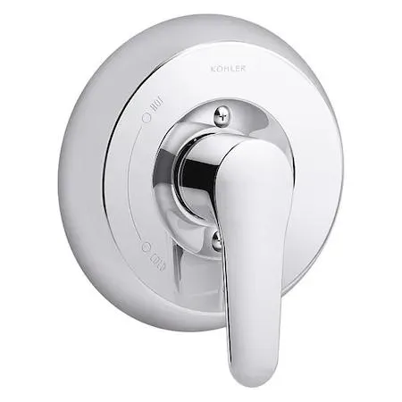 Polished chrome shower trim kit with single lever handle and square escutcheon plate
