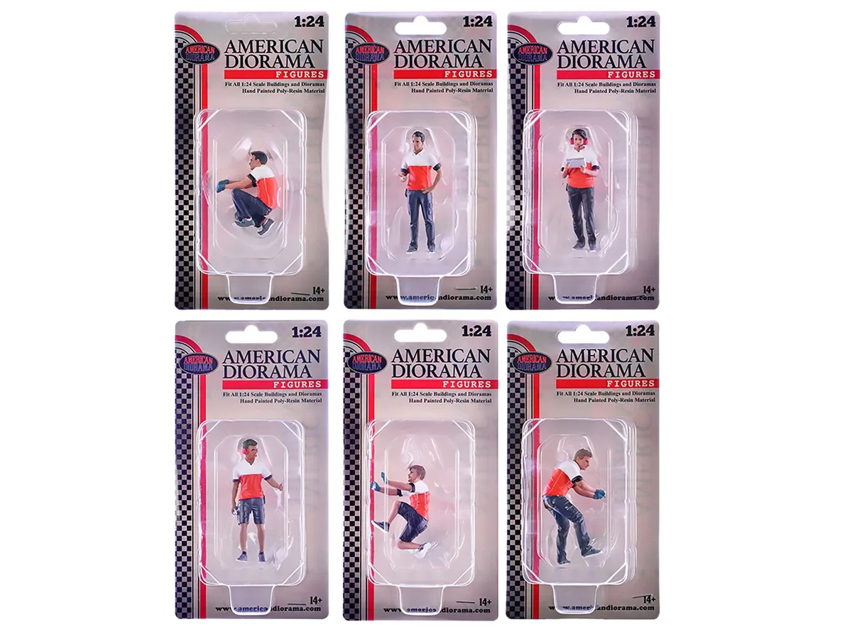American Diorama American Diorama "Race Crew" 6 Figure Set 1/24 Scale Hobby Collectible — product photo
