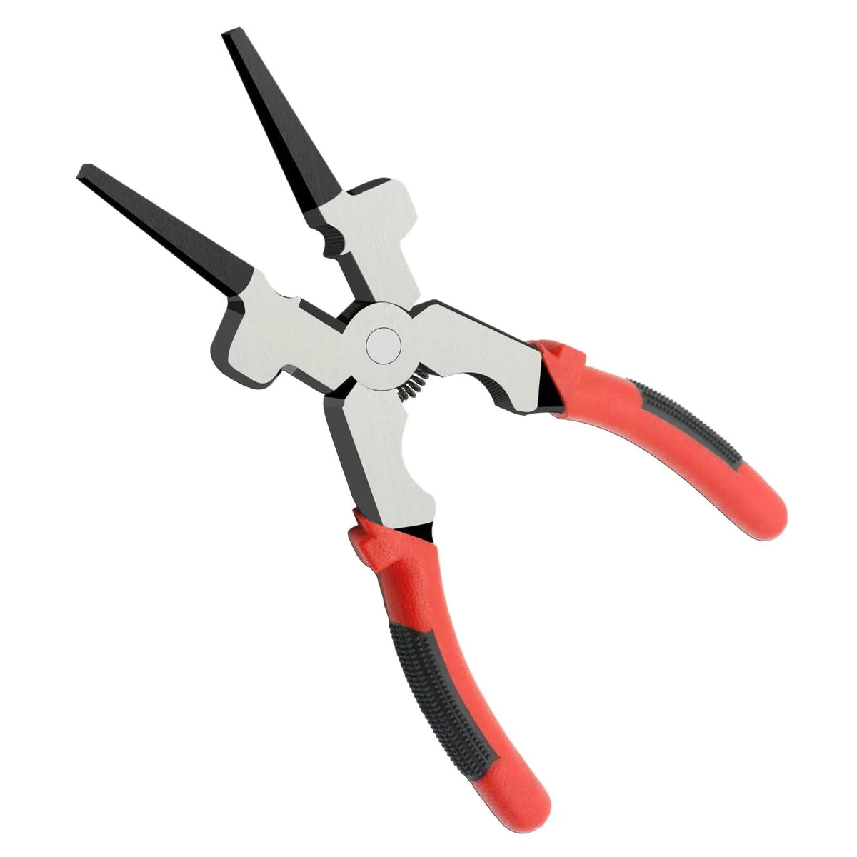 Blue insulated 8 inch MIG welding pliers with curved jaws and ergonomic grip