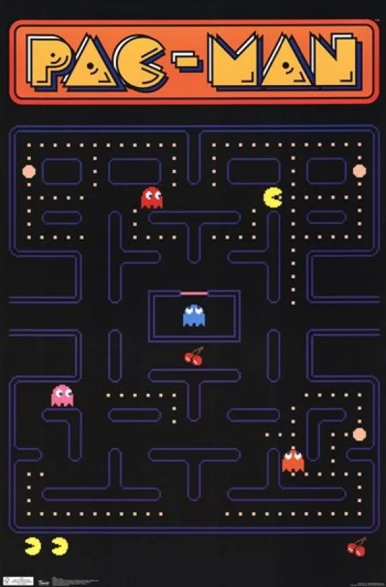 Pac-Man board poster print, 24 by 36 inches, glossy paper in tube