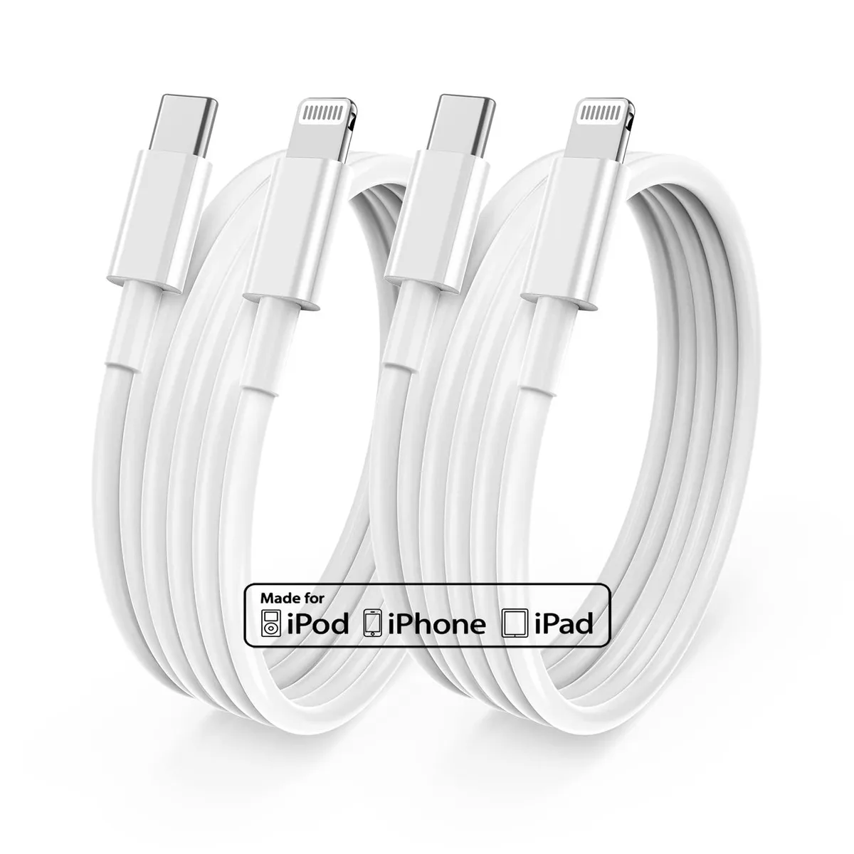  Cionum USB-C to Lightning Cable 10 ft 2-Pack White — product photo