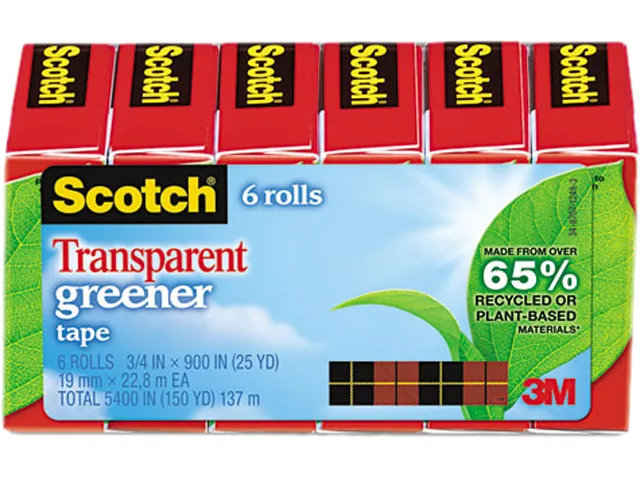 3M 3M 6126P Transparent Greener Tape 900 inch 6 Rolls — product photo