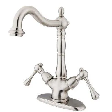 KINGSTON BRASS Kingston Brass Vessel Sink Faucet Less Pop-Up Rod With 4 Inch Plate Satin Nickel — product photo