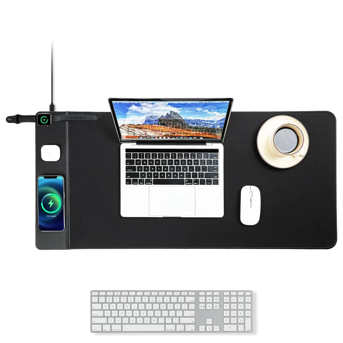  VOVIPO Zwart WL-MSPAD 3-in-1 Wireless Charging Mouse Pad 80x40cm Black — product photo