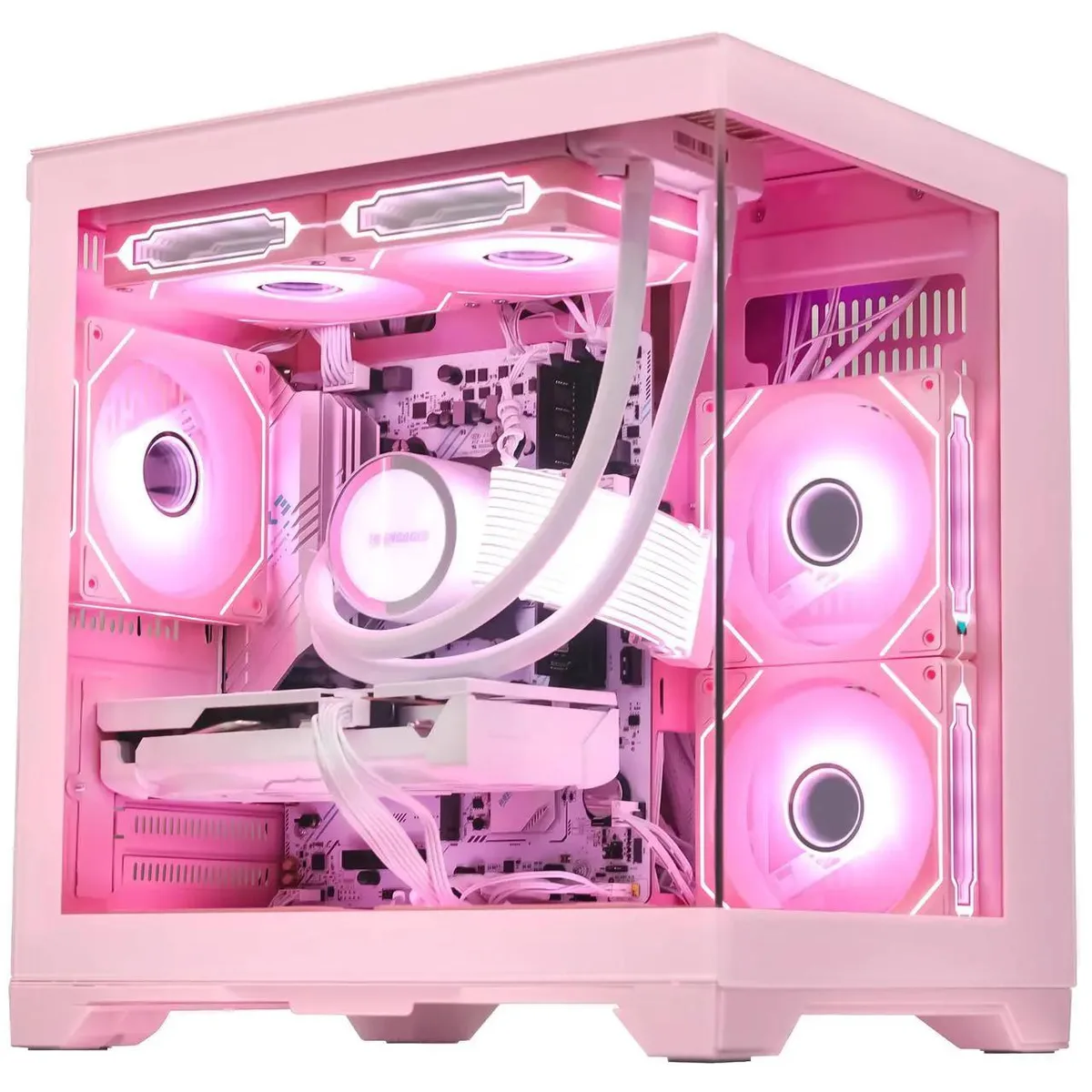 Hoengager Hoengager Gaming PC Ryzen 7 5700X Radeon RX 9060 XT 16GB 16GB DDR4 3200 3TB Pink — product photo