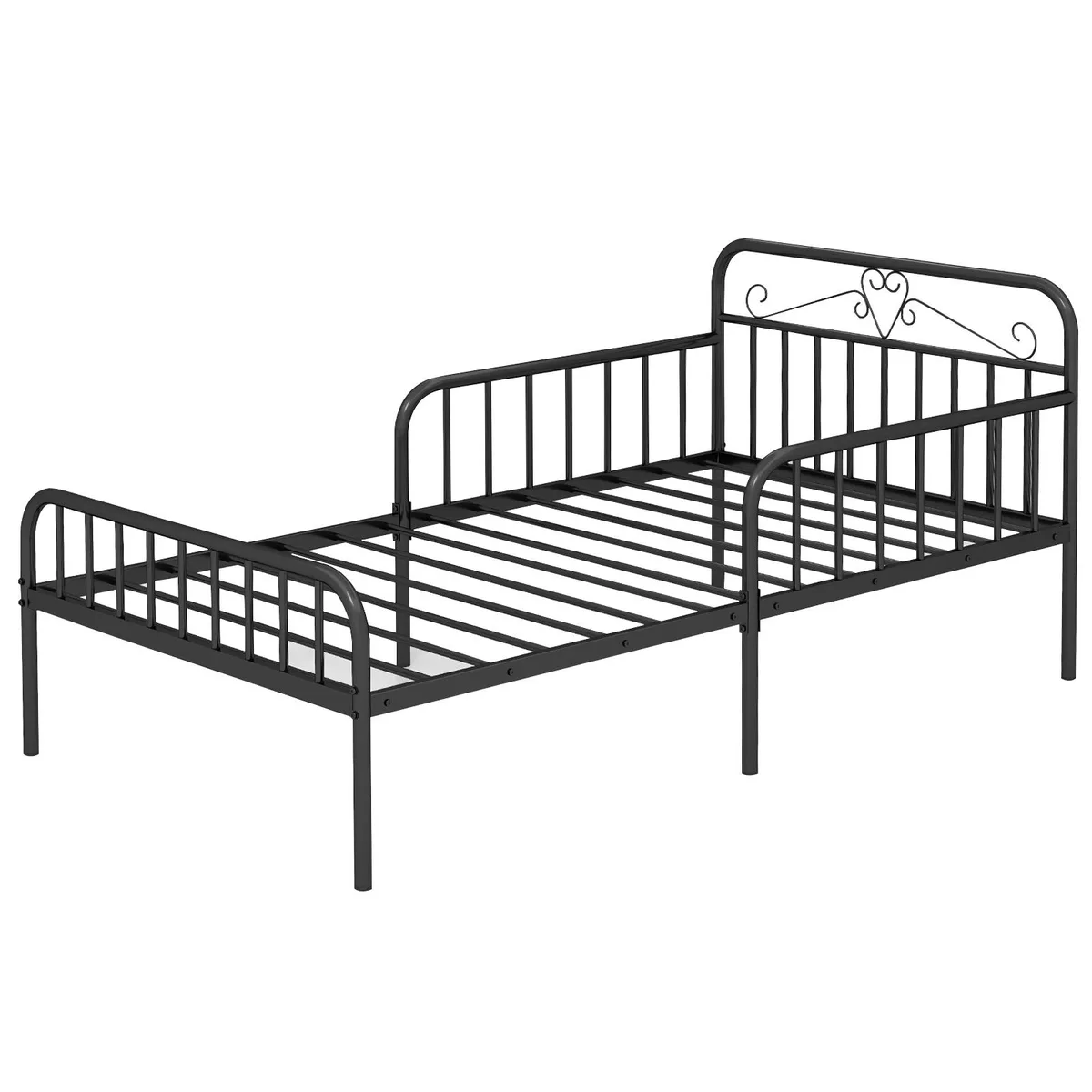 SlickBlue SlickBlue Twin Bed Frame with Guardrails, Black, 77" x 42" x 33.5 — product photo