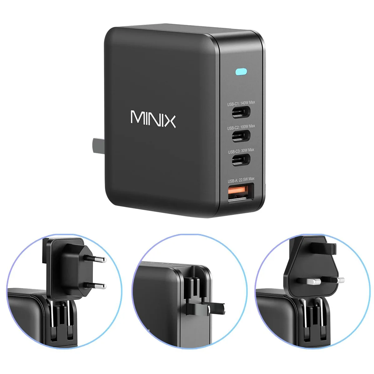  MINIX P165 165W USB-C 4-Port GaN Charger — product photo