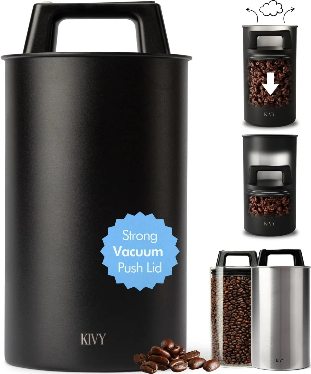  KIVY Vacuum Coffee Canister 32oz Black Stainless Steel — product photo