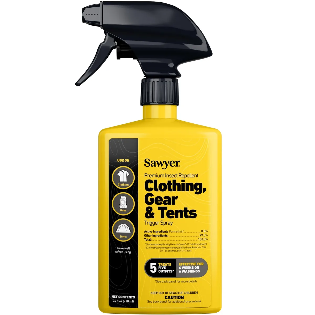White 24oz trigger spray bottle with Sawyer Permethrin label