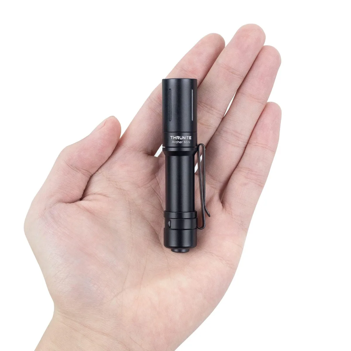 Small aluminium flashlight with USB-C port and pocket clip