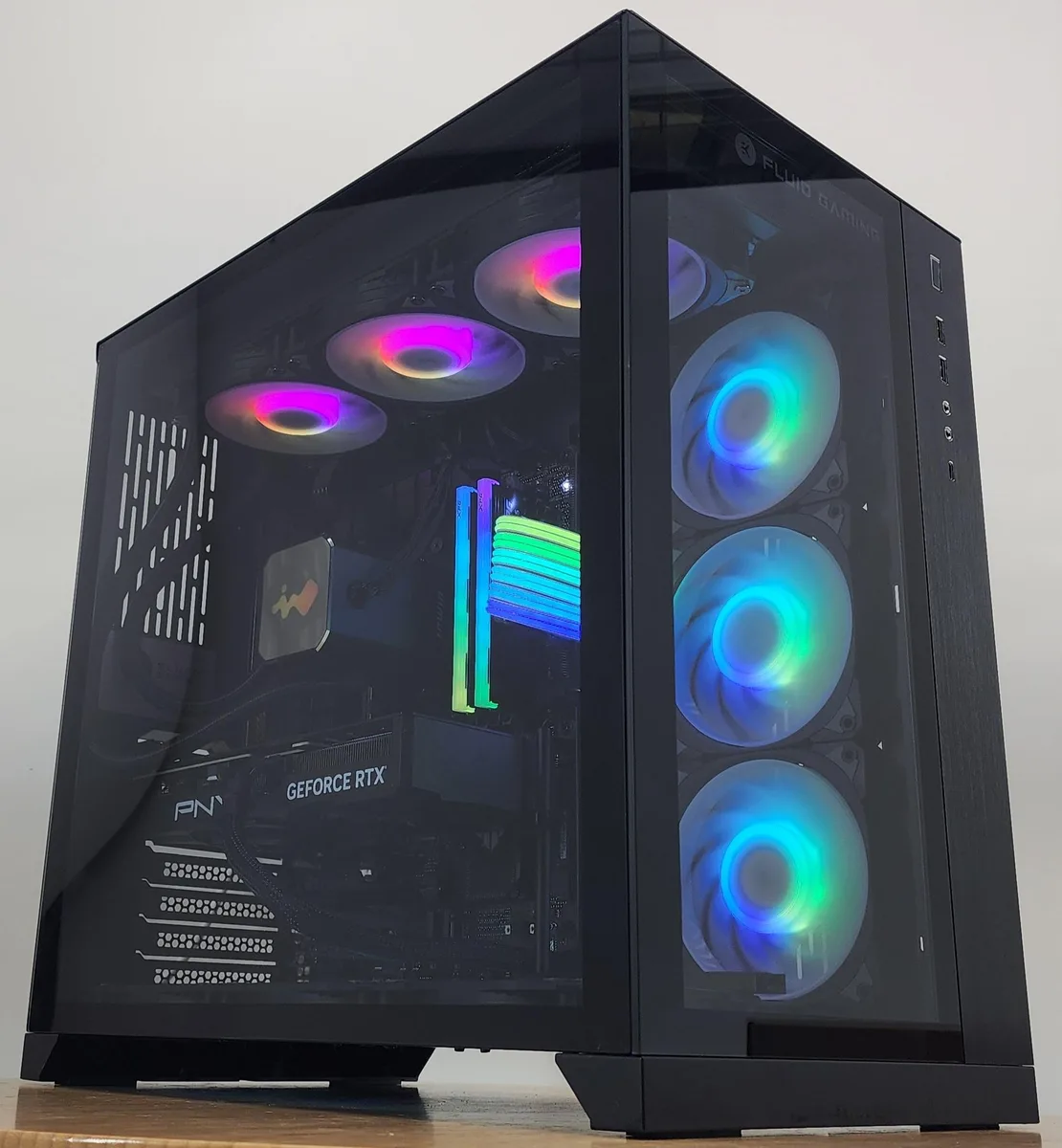 Custom Custom Ryzen 7 9700X 32GB DDR5 2TB NVME RTX 4070 SUPER 360mm AIO gaming PC — product photo
