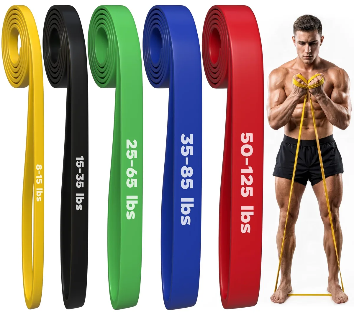 Tone Fitness Pull Up Resistance Bands Set of 5 (8-125 lbs) Heavy Duty Workout Bands — product photo