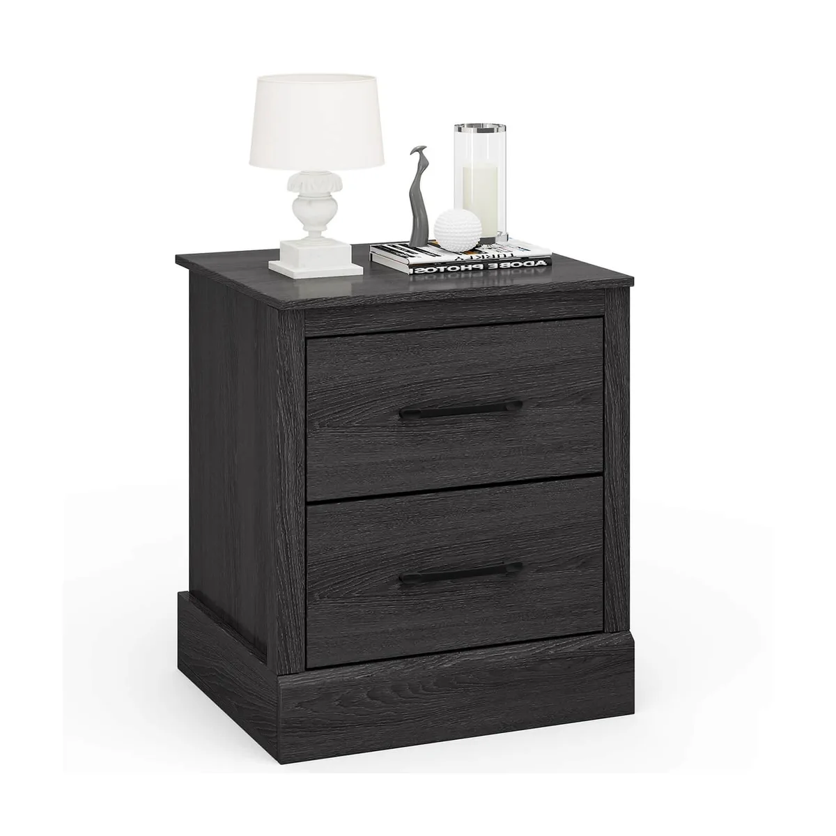 SlickBlue SlickBlue Wood Compact Floor Nightstand Dark Gray 18.5" x 16" x 21.5 — product photo