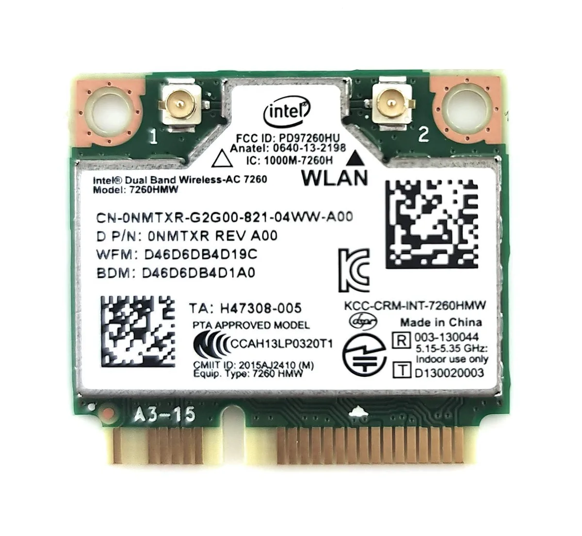 Intel Intel 7260HMW Dual Band Wi-Fi 5 Mini-PCIe Adapter Bluetooth 4.0 — product photo