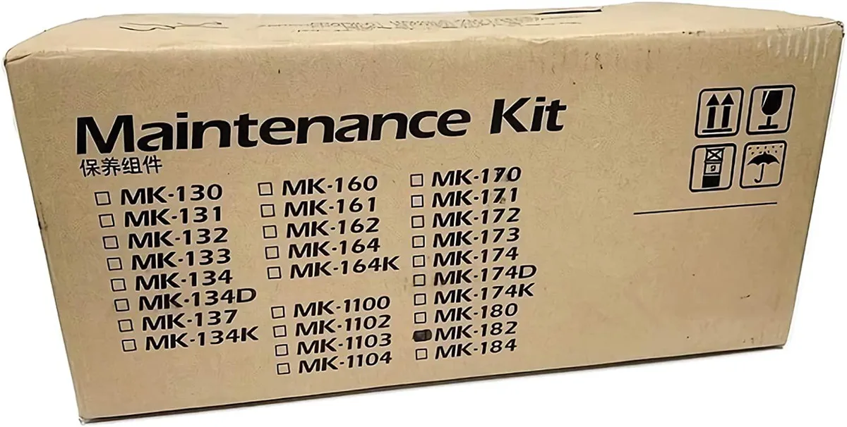 New Kyocera MK-182 maintenance kit box with developer and drum units inside