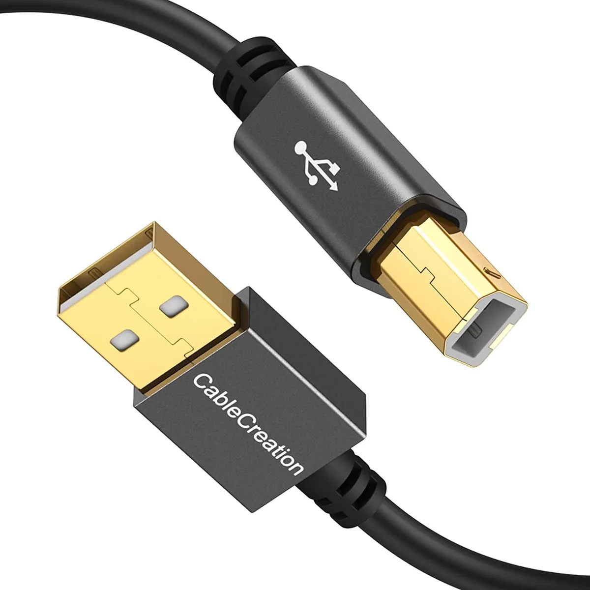 CableCreation CableCreation USB 2.0 A Male to B Male 10 FT aluminium black — product photo