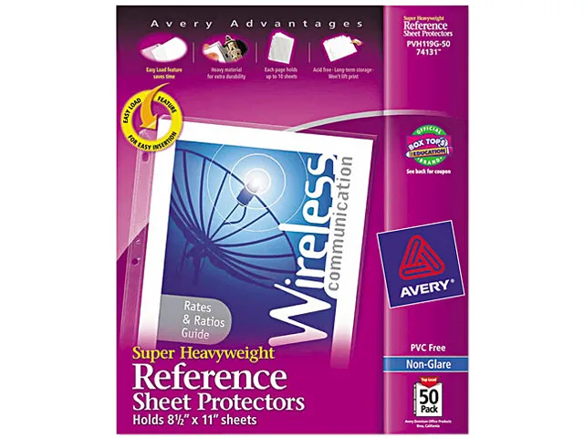 Avery Avery 74131 Super Heavyweight Sheet Protectors 50 Pack 8.5 x 11 Non-Glare Archival Safe — product photo
