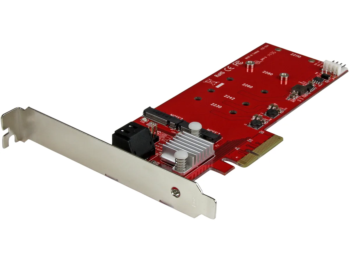 STARTECH STARTECH PEXM2SAT3422 RAID controller 2× M.2 SATA 2× SATA III PCIe x4 — product photo