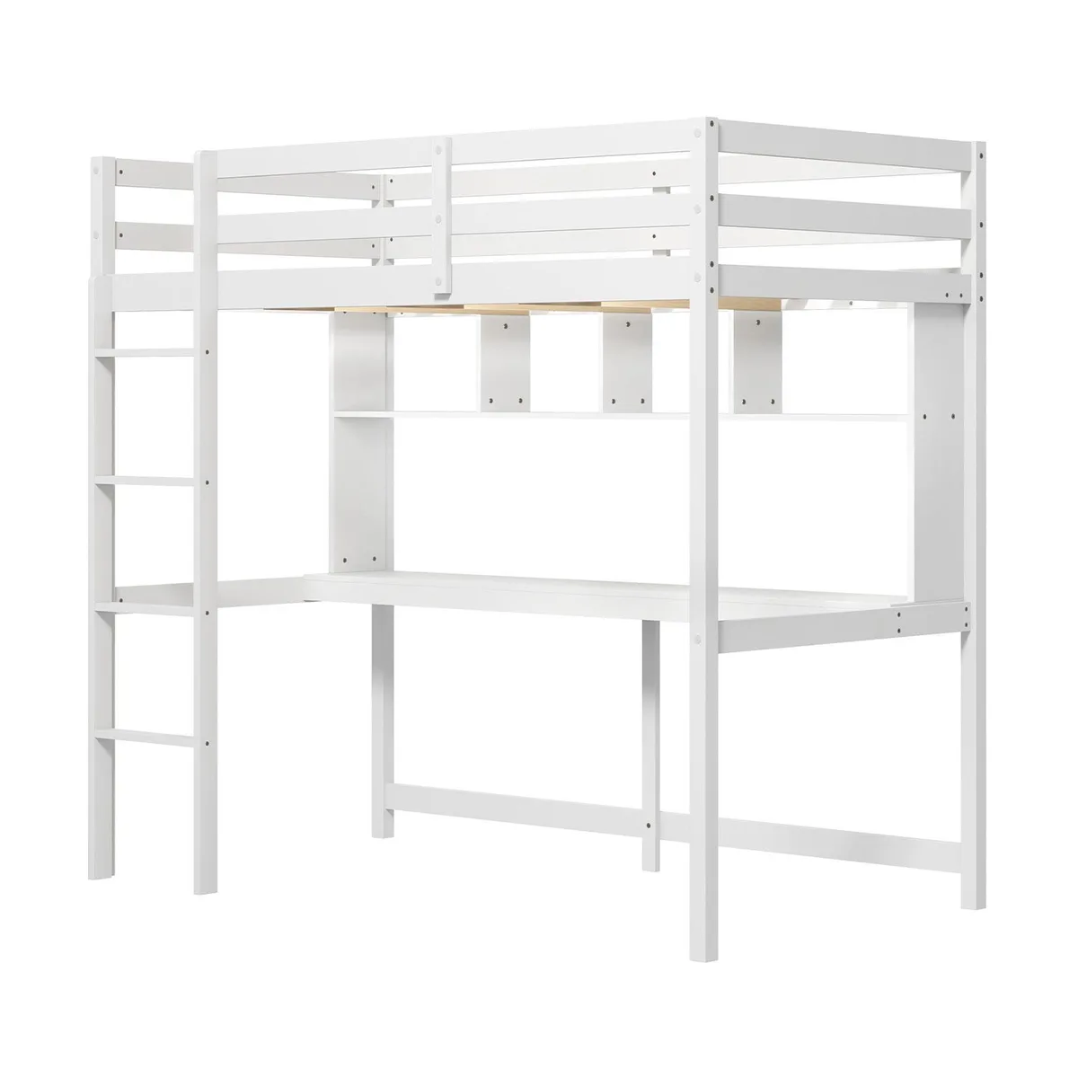 SlickBlue SlickBlue Twin Loft Bed with Desk &amp; Shelves White — product photo