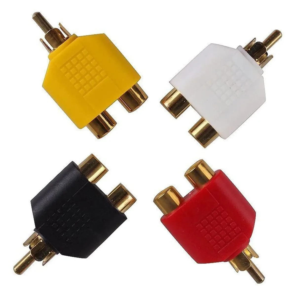 QDiShi RCA 1G-2M ZJT-4Pcs 4-pack Y splitter adapter 2 female to 1 male multicolor — product photo