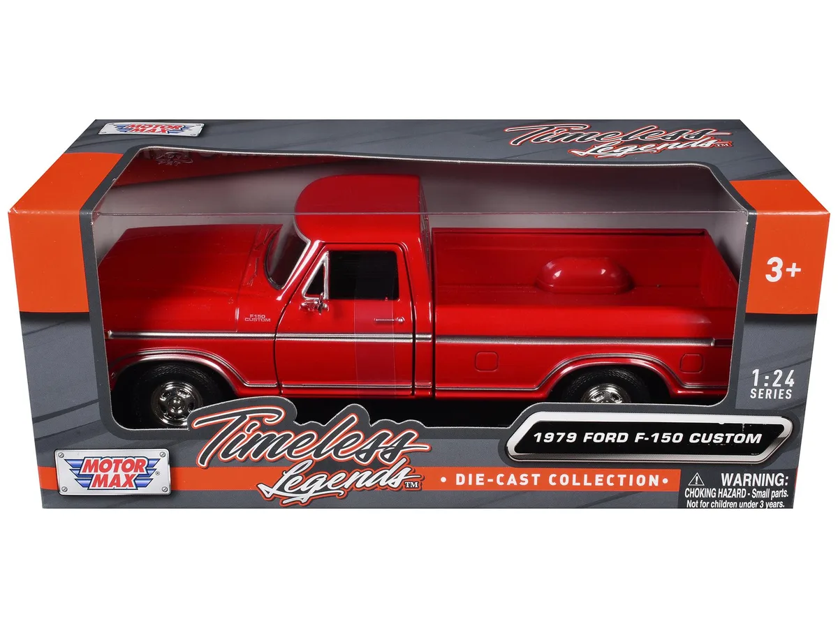 MOTORMAX MOTORMAX 1979 Ford F-150 Custom Pickup Truck Red "Timeless Legends" 1/24 Diecast Hobby Collectible — product photo