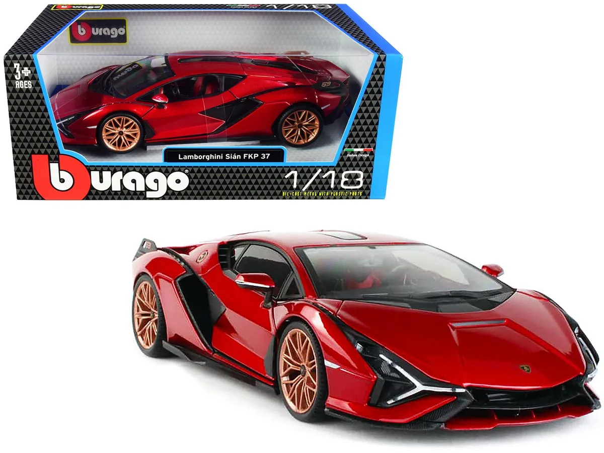 BBURAGO BBURAGO Lamborghini Sian FKP 37 Red Copper Wheels 1/18 Diecast Hobby Collectible — product photo