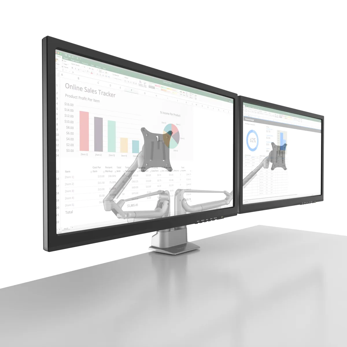 Kanto Kanto DMS2000S Dual Monitor Mount 17-32 inch Silver — product photo