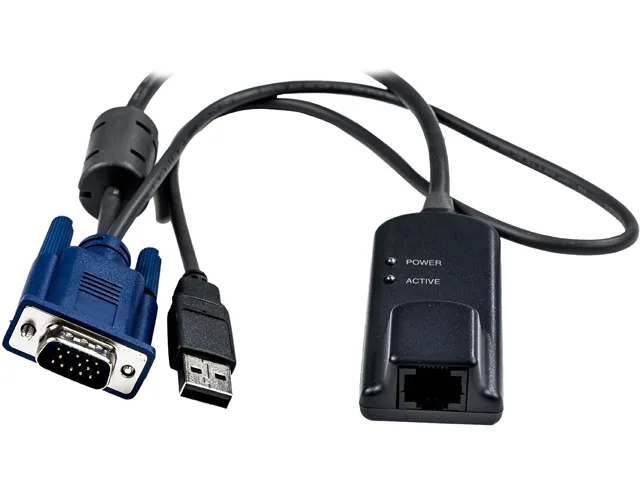 Black KVM cable with IQ module, 1.17 ft long