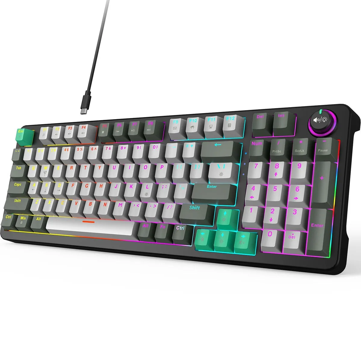  MOFII AK96 Mechanical Gaming Keyboard Red Switch 12 Keys Knob 17 Backlights Gray Black — product photo