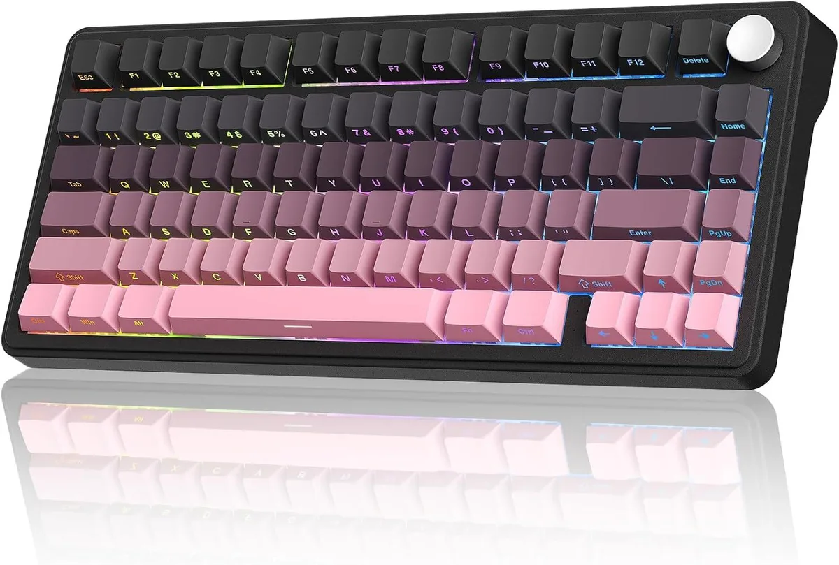 usbroway usbroway M75 75% Gasket Hot-Swappable Gaming Keyboard Black Pink — product photo