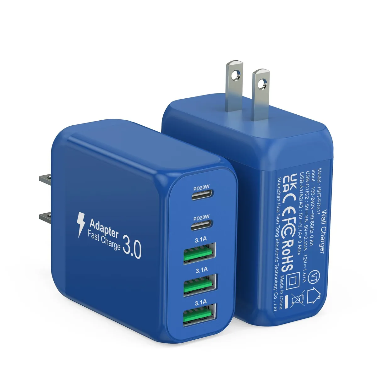 CSODINCE HNT-PD511 50W 5-port USB charger 2-pack Dark Blue — product photo