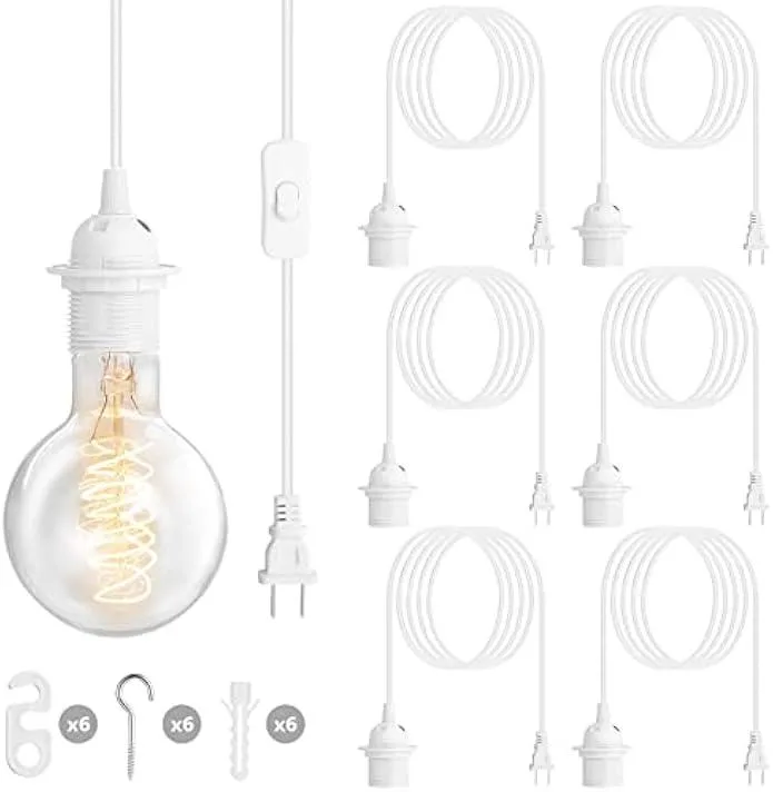 usbroway usbroway 6-Piece Pendant Light Cord Kit E27 15ft 4.5m White — product photo