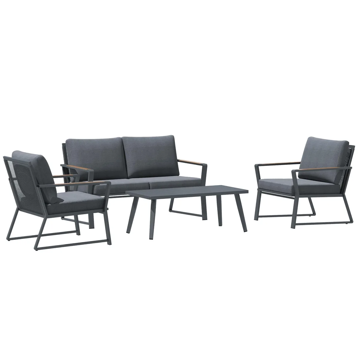 tuphen tuphen 4 Piece Patio Furniture Set Dark Grey Occasional Table — product photo