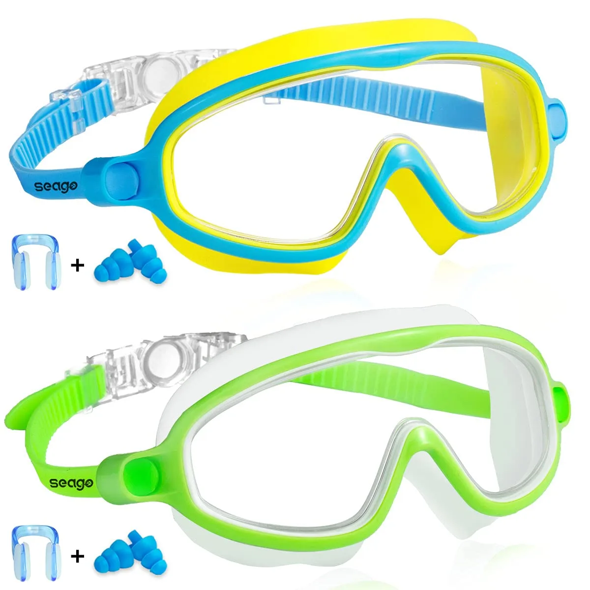  Seago 2 Pack Kids Swimming Goggles Blue Silicone — product photo