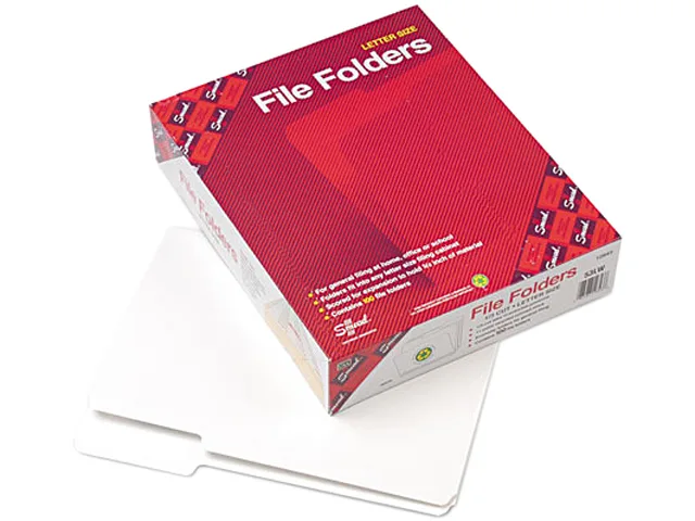 Smead Smead 12843 file folder, letter, white, 11 pt, 100/box — product photo