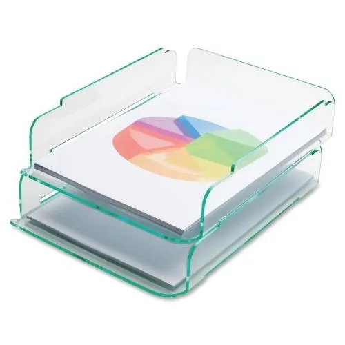 Lorell Lorell 80655 Stacking Letter Tray 2/PK Green Acrylic Office Furniture — product photo