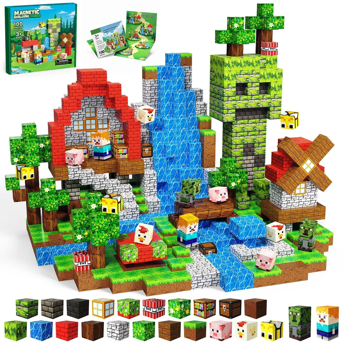  Magnetic Building Blocks 100pcs 25 designs educational — product photo