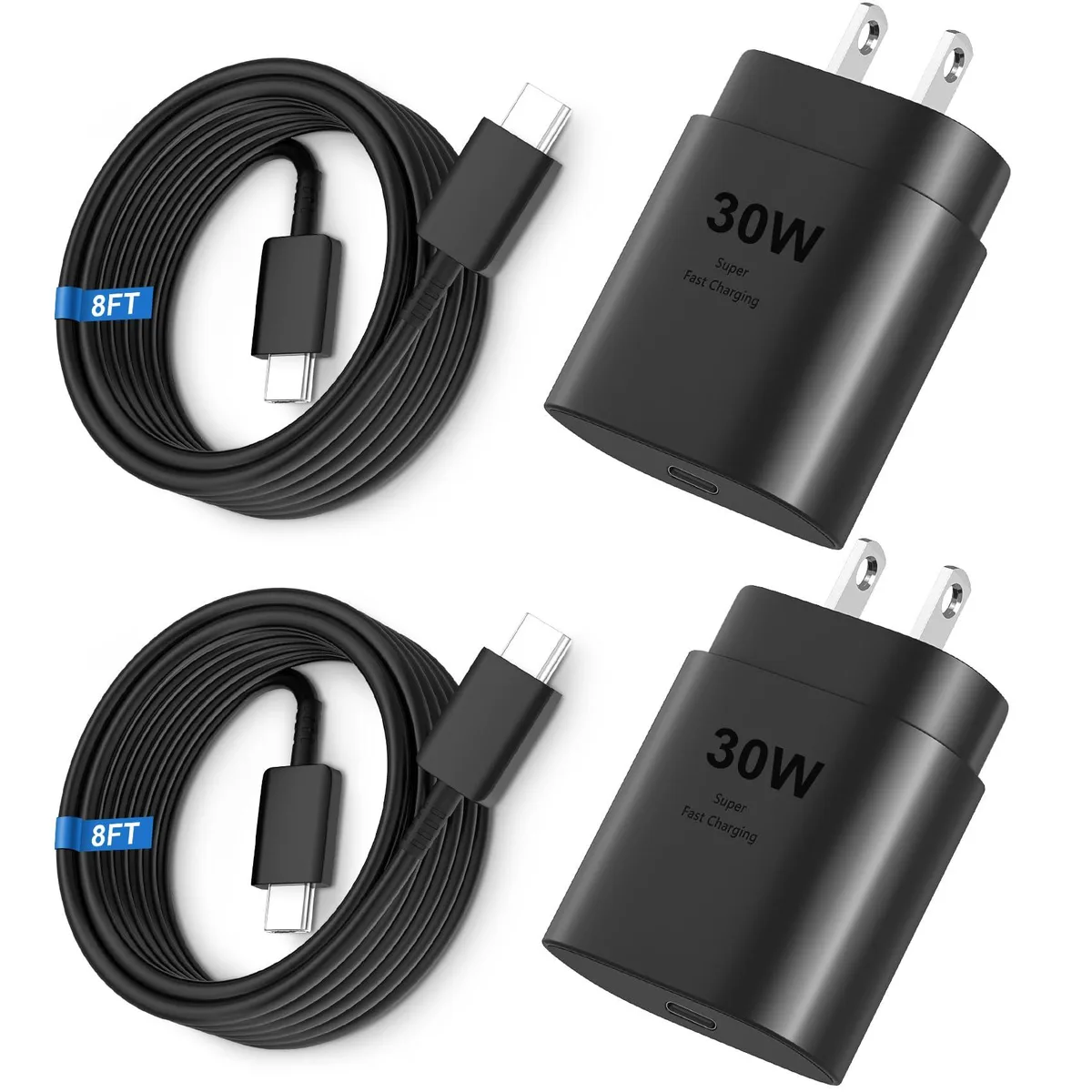 KEHIPI KEHIPI 30W USB-C Charger 2-Pack with 8ft Cable — product photo