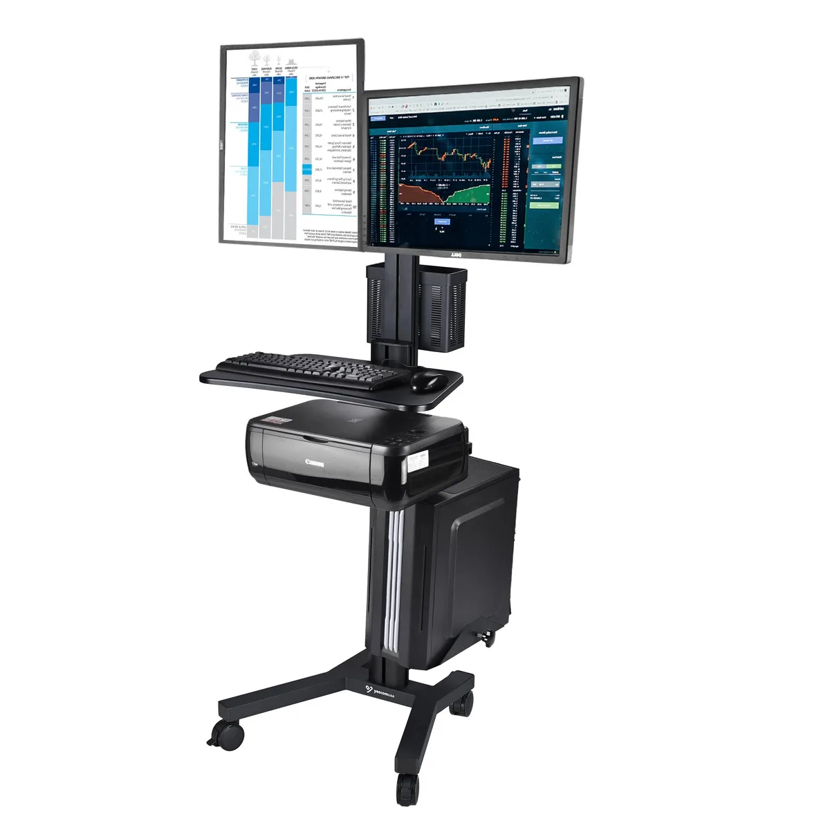 Yescom USA, Inc. Yescom USA, Inc. NexusX Commander Mobile Cart Dual Monitor Mount 41PCM001-1202-06-AB — product photo